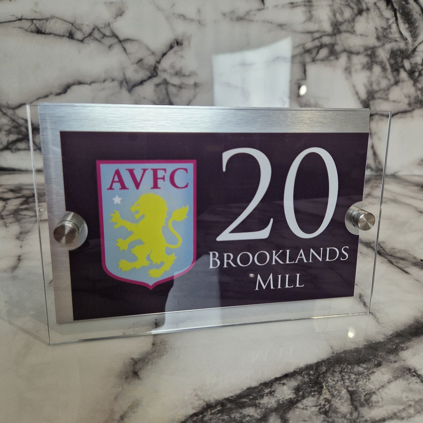 Personalised Football-inspired House Sign Aston Villa Badge
