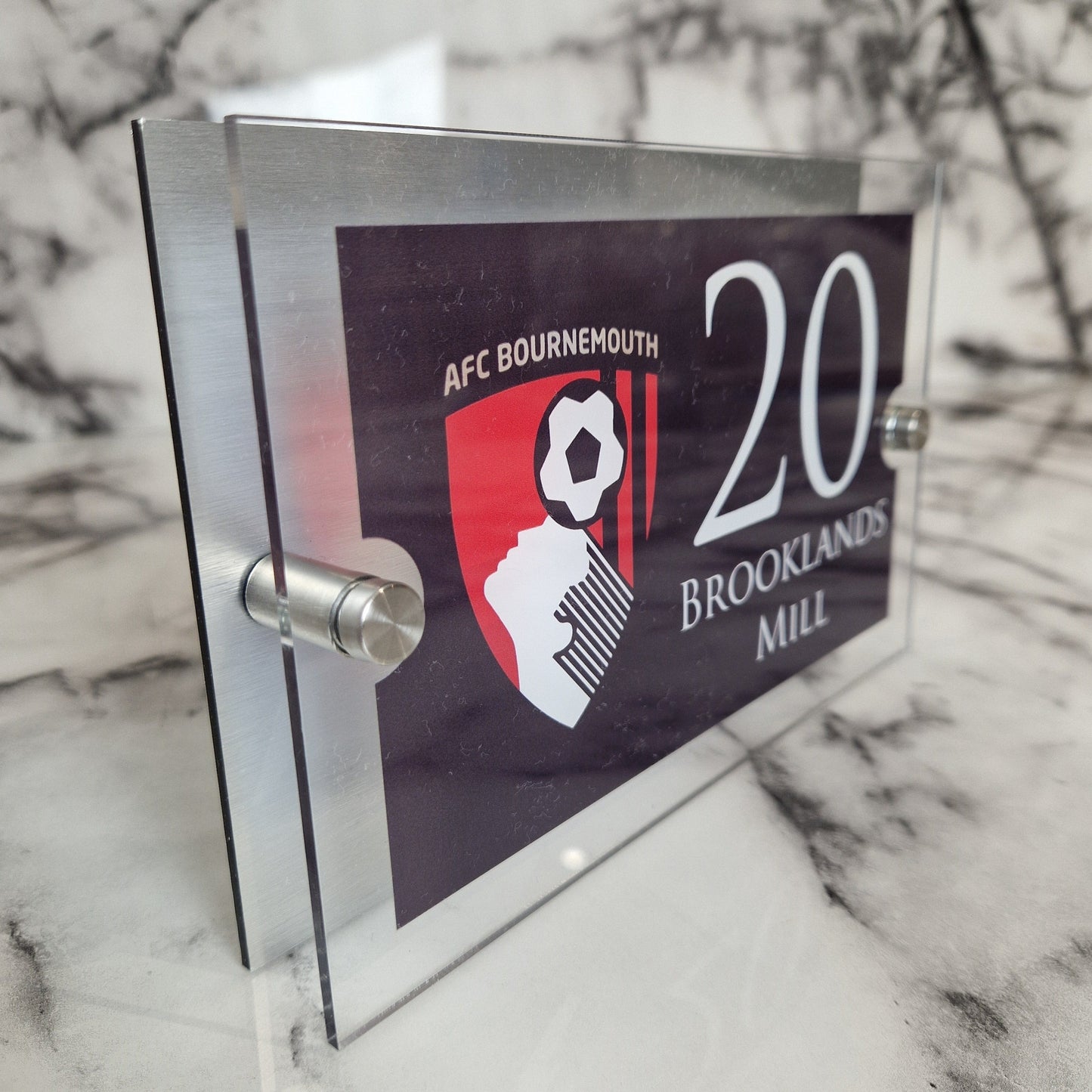 Personalised Football-inspired House Sign AFC Bournemouth Badge