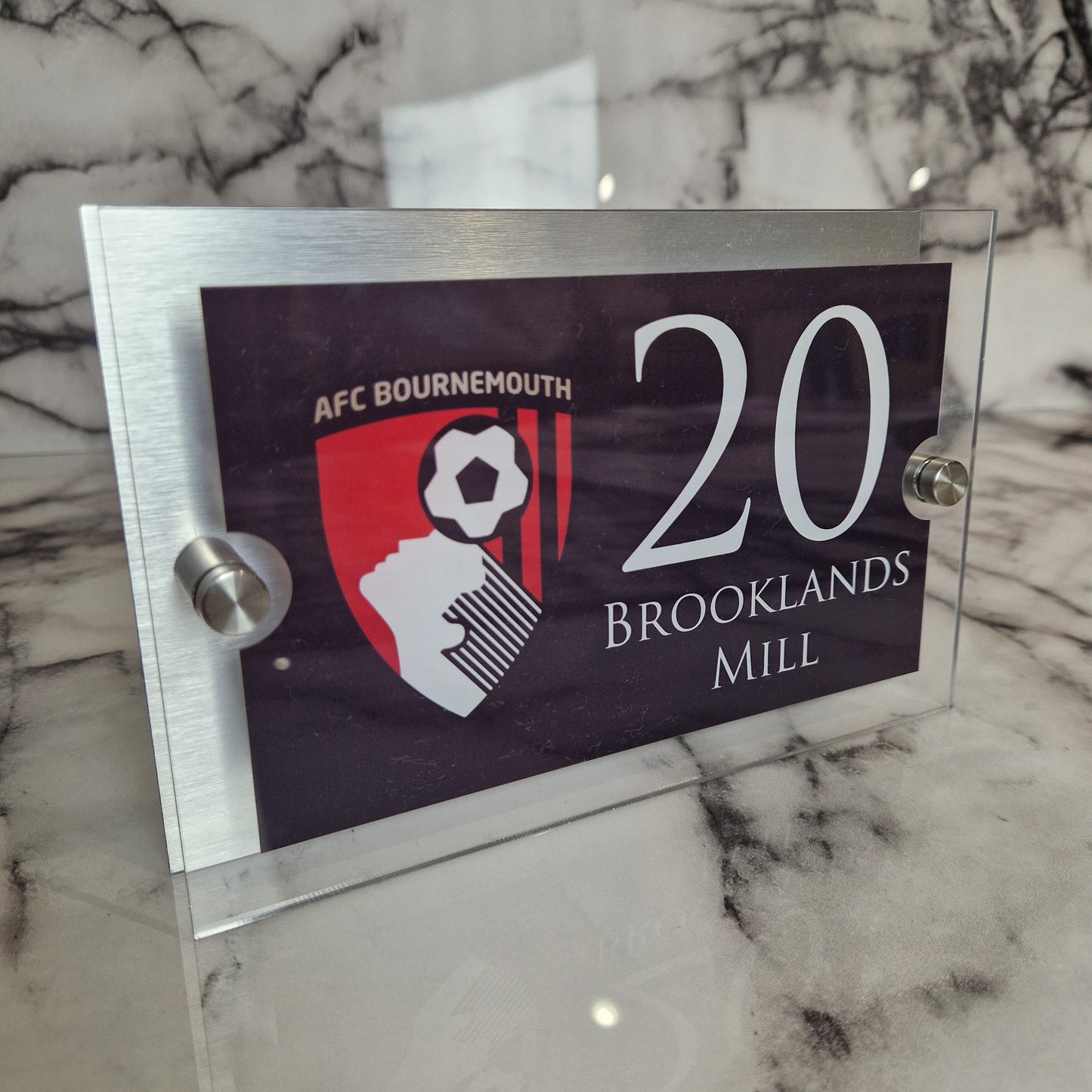 Personalised Football-inspired House Sign AFC Bournemouth Badge