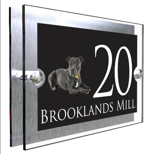 Personalised Dog Plaque With House Number And Street Name Staffordshire Bull Terrier