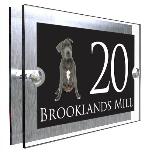 Personalised Dog Plaque With House Number And Street Name Staffordshire Bull Terrier