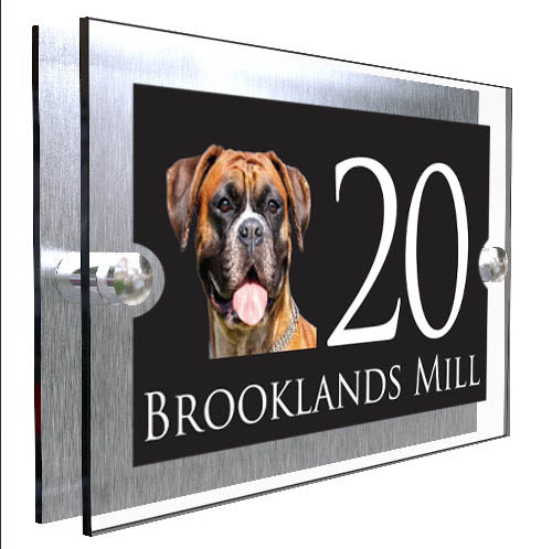 Personalised Dog Plaque With House Number And Street Name Boxer