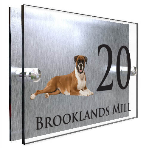 Personalised Dog Plaque With House Number And Street Name Boxer