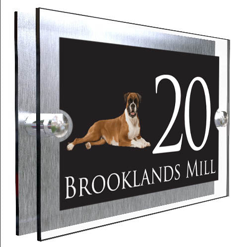 Personalised Dog Plaque With House Number And Street Name Boxer