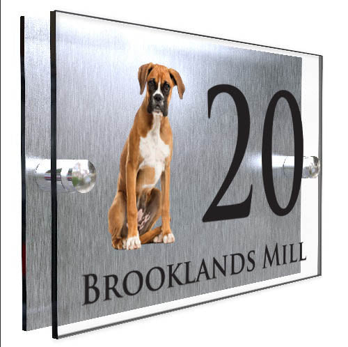 Personalised Dog Plaque With House Number And Street Name Boxer