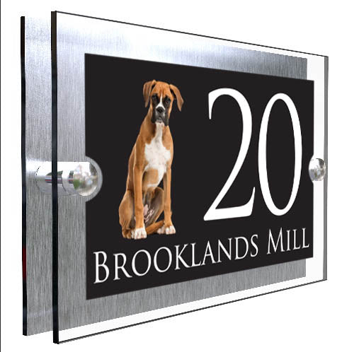 Personalised Dog Plaque With House Number And Street Name Boxer