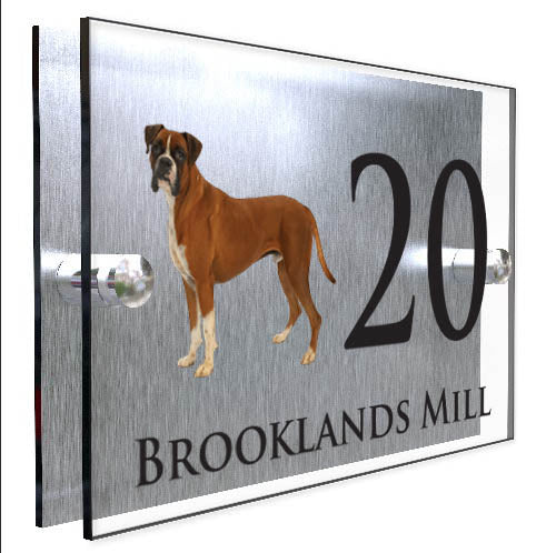 Personalised Dog Plaque With House Number And Street Name Boxer