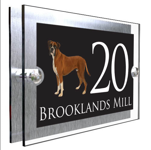 Personalised Dog Plaque With House Number And Street Name Boxer
