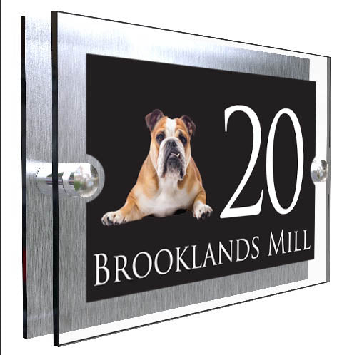 Personalised Dog Plaque With House Number And Street Name Bulldog