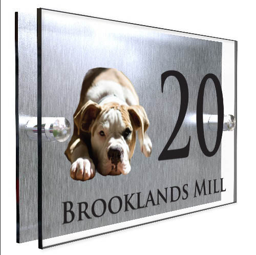 Personalised Dog Plaque With House Number And Street Name Bulldog