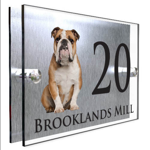 Personalised Dog Plaque With House Number And Street Name Bulldog