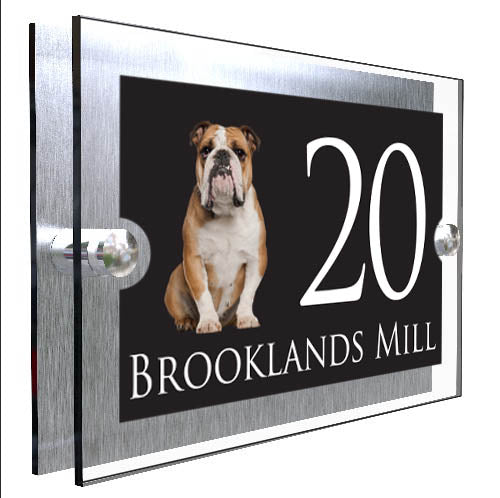 Personalised Dog Plaque With House Number And Street Name Bulldog