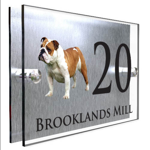 Personalised Dog Plaque With House Number And Street Name Bulldog