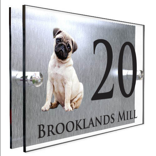 Personalised Dog Plaque With House Number And Street Name Pug