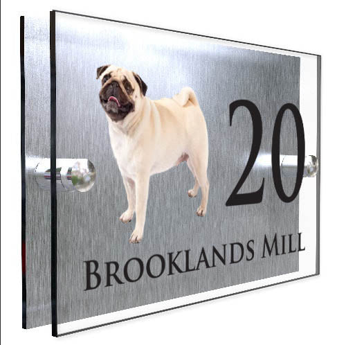 Personalised Dog Plaque With House Number And Street Name Pug