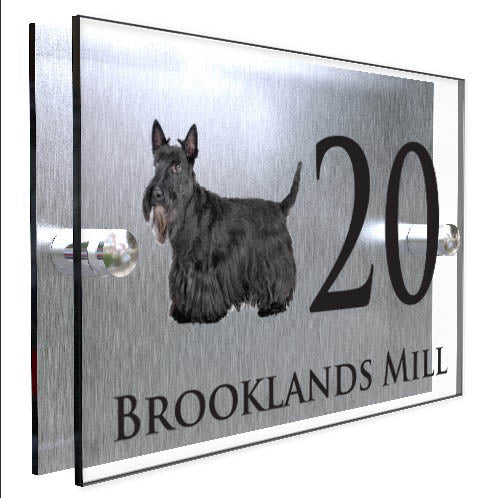 Personalised Dog Plaque With House Number And Street Name Scottish Terrier Black