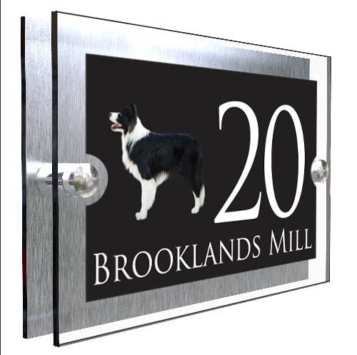 Personalised Dog Plaque With House Number And Street Name Border Collie