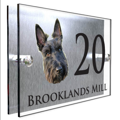 Personalised Dog Plaque With House Number And Street Name Scottish Terrier Black