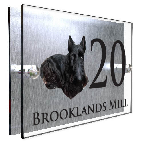 Personalised Dog Plaque With House Number And Street Name Scottish Terrier Black