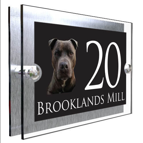 Personalised Dog Plaque With House Number And Street Name Staffordshire Bull Terrier