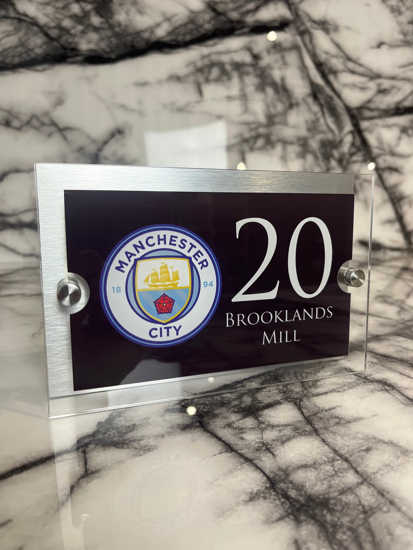 Personalised Football-inspired House Sign Manchester City Badge