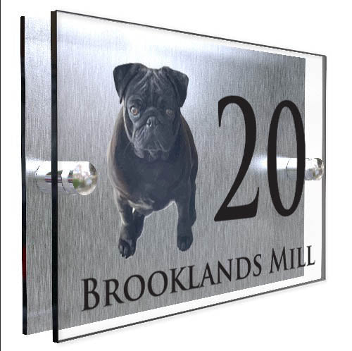 Personalised Dog Plaque With House Number And Street Name Black Pug