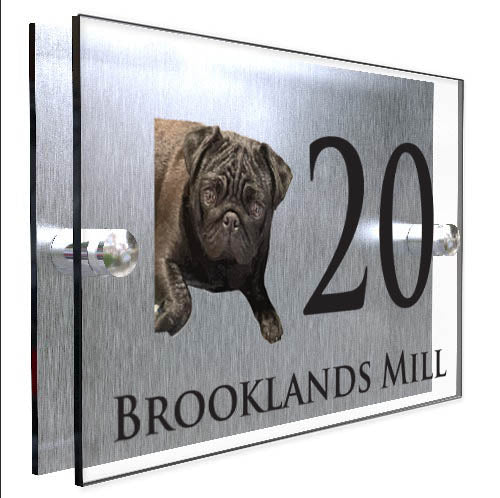 Personalised Dog Plaque With House Number And Street Name Black Pug