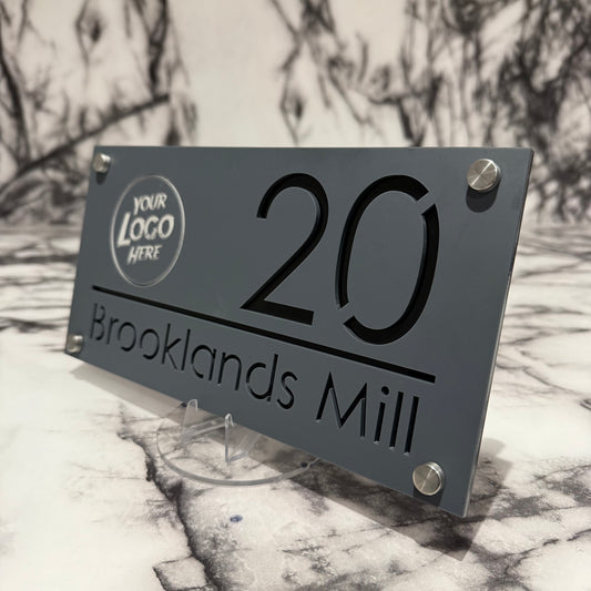 Personalised Matte Grey Acrylic Front Door Sign Custom House Number Any Image