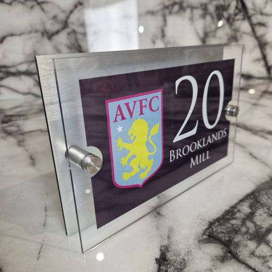 Personalised Football-inspired House Sign Aston Villa Badge