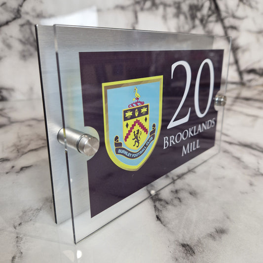 Personalised Football-inspired House Sign Burnley Badge