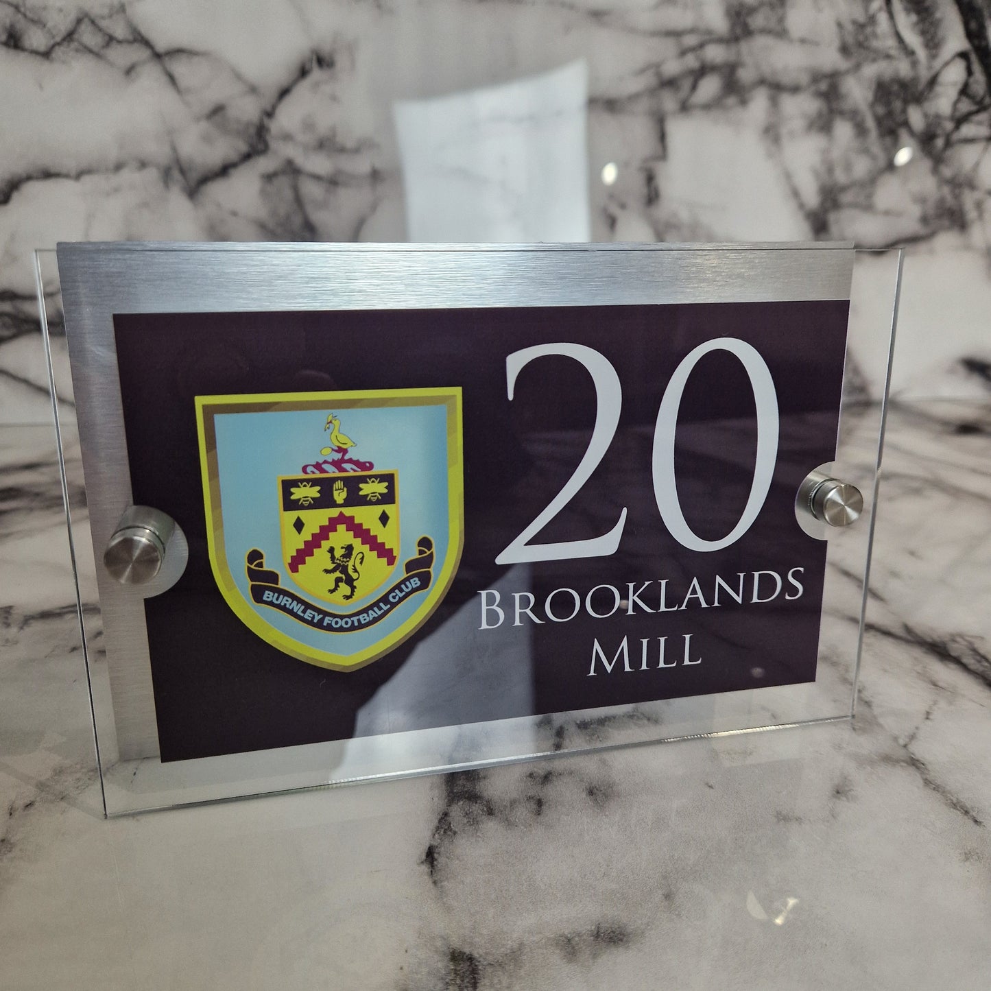 Personalised Football-inspired House Sign Burnley Badge