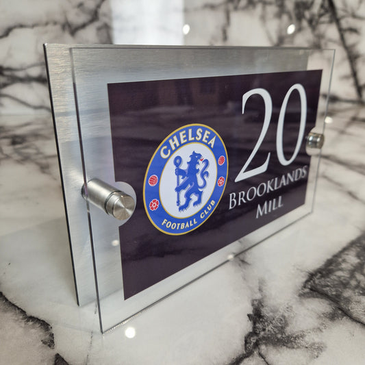 Personalised Football-inspired House Sign Chelsea Badge