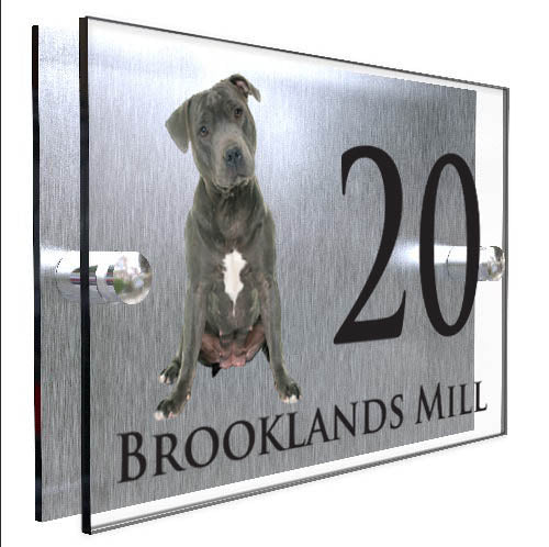 Personalised Dog Plaque With House Number And Street Name Staffordshire Bull Terrier