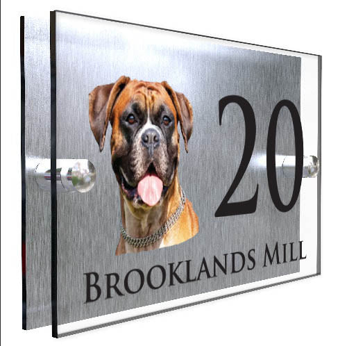 Personalised Dog Plaque With House Number And Street Name Boxer