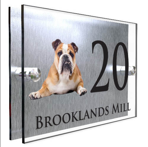 Personalised Dog Plaque With House Number And Street Name Bulldog