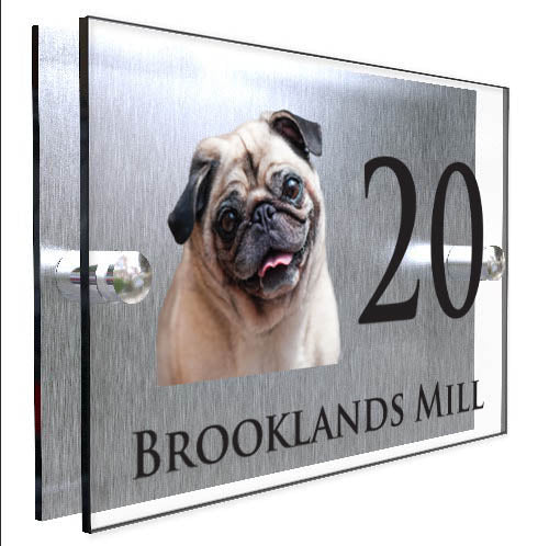 Personalised Dog Plaque With House Number And Street Name Pug