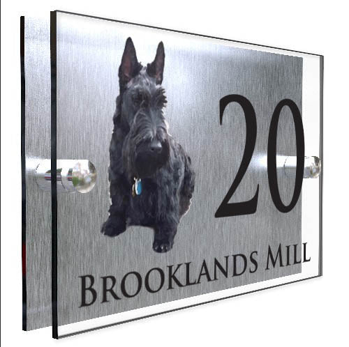 Personalised Dog Plaque With House Number And Street Name Scottish Terrier Black