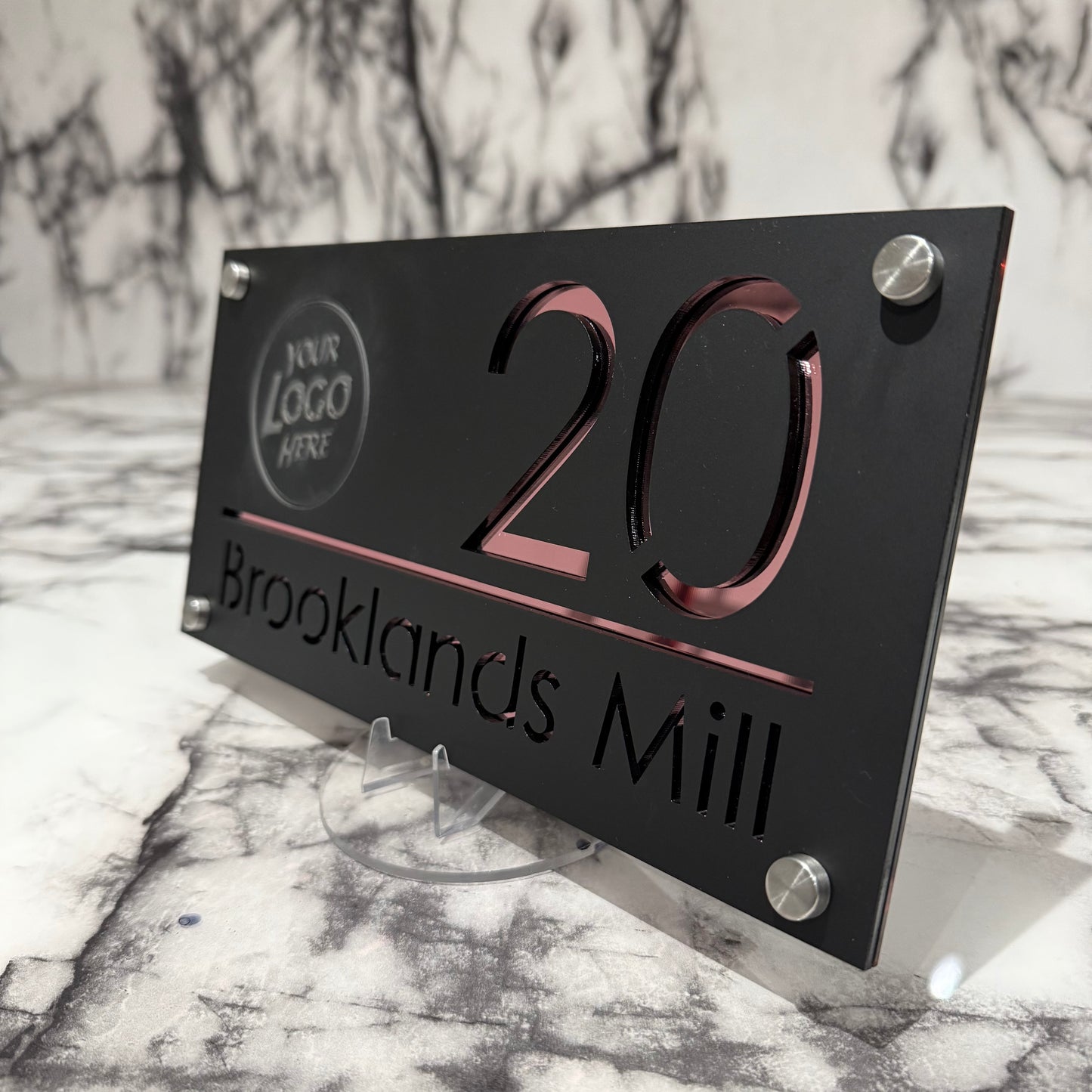 Personalised Matte Black Acrylic Front Door Sign Custom House Number Any Image