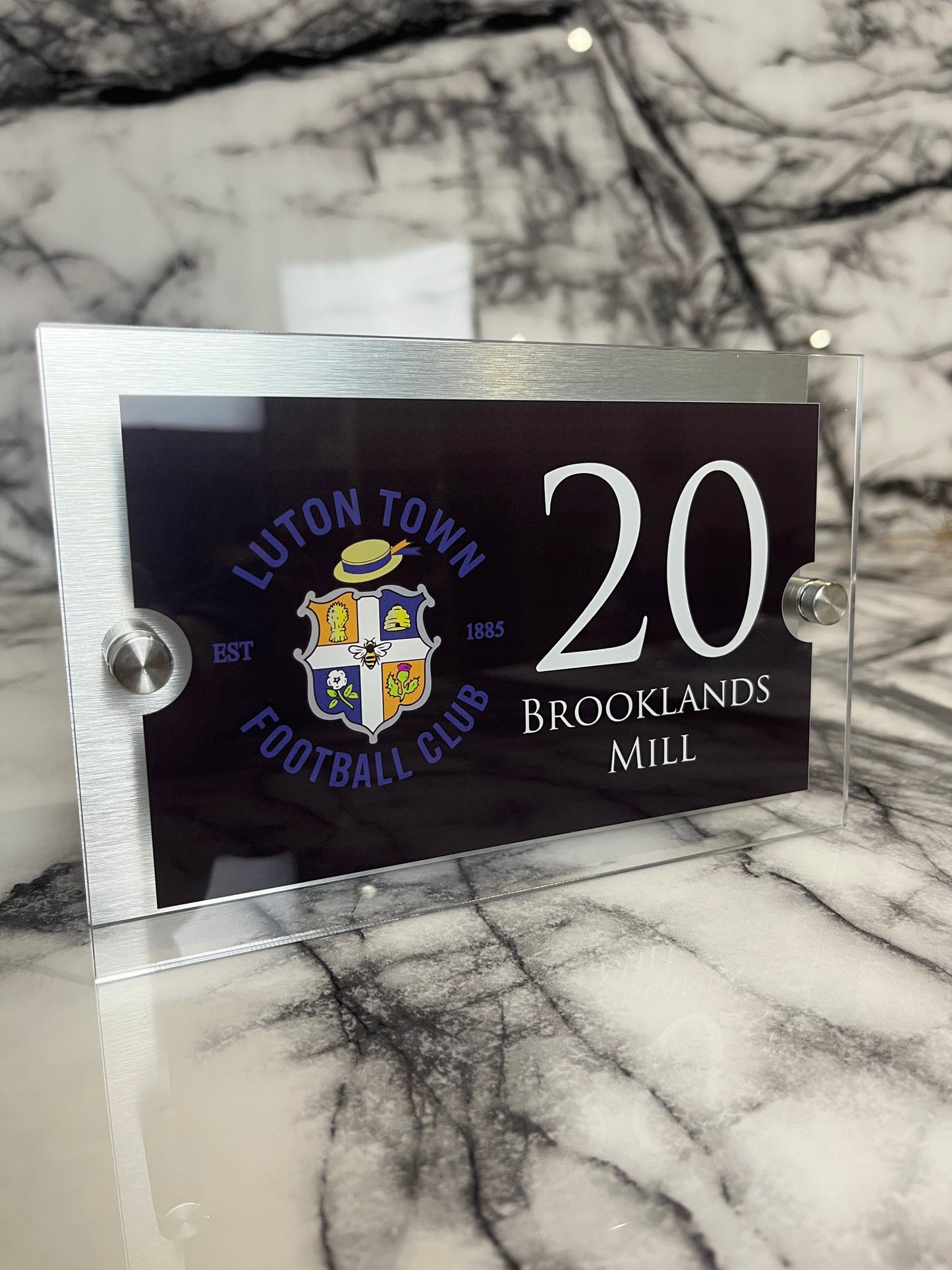 Personalised Football-inspired House Sign Luton Town Badge