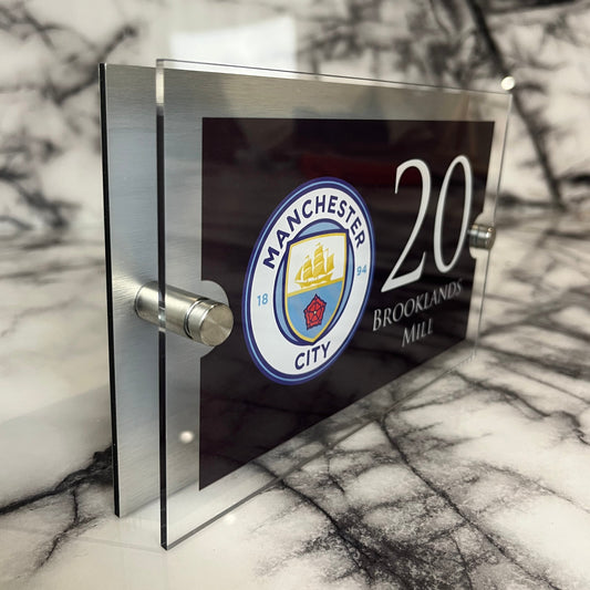 Personalised Football-inspired House Sign Manchester City Badge