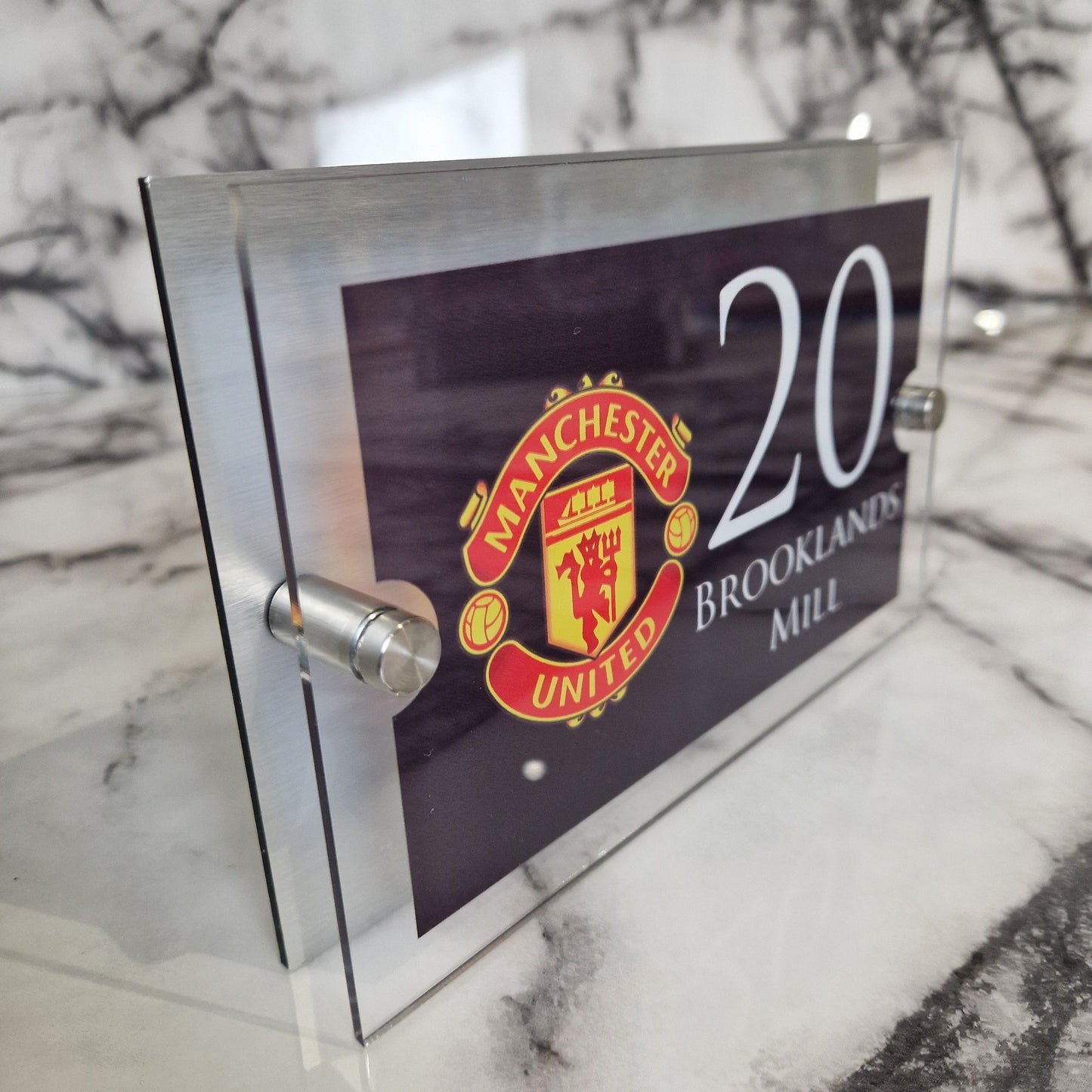 Personalised Football-inspired House Sign Manchester United Badge