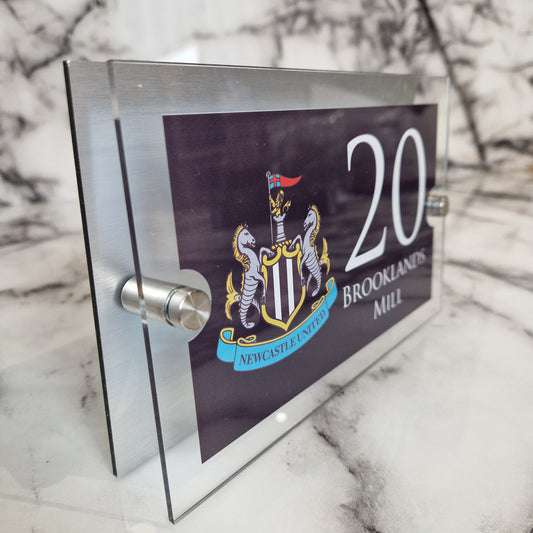 Personalised Football-inspired House Sign Newcastle Badge