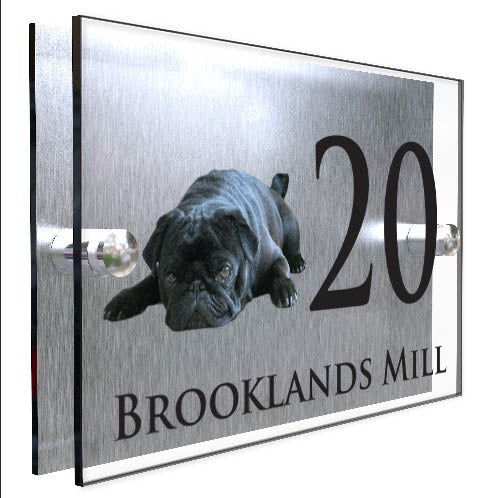 Personalised Dog Plaque With House Number And Street Name Black Pug